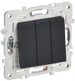 IEK SKANDY Графит Выключатель 3-клавишный 10А SK-V11G SK-V30-0-10-K53 - фото 74010