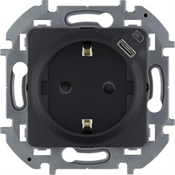 Legrand Inspiria антрацит розетка 2К+З немецкий стандарт 16А 250В со встроенным зарядным устройством USB C 1.5А 5В 673773 - фото 74708