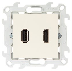 Simon 24 Слоновая кость Коннектор HDMI+USB 2.0 2411095-031 - фото 76048