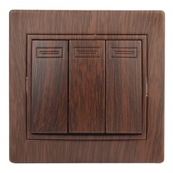 Intro 1-106-10 Выключатель тройной, 10А-250В, IP20, СУ, Plano, венге (10/200/2400) Б0053799 - фото 76225