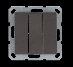 Jasmart Выключатель трехклавишный 10A 250V~ с накладкой, цвет Мокко G3031Z - фото 76801