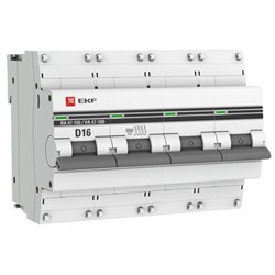 EKF PROxima ВА 47-100 Автоматический выключатель  (D) 4P 16А 10kA mcb47100-4-16D-pro - фото 81291