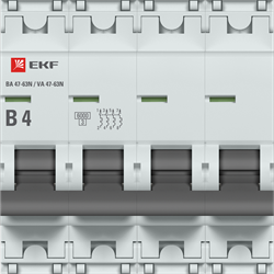 EKF Автоматический выключатель 4P 4А (B) 6кА ВА 47-63N PROxima M636404B - фото 81707
