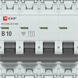 EKF Автоматический выключатель 4P 10А (B) 6кА ВА 47-63N PROxima M636410B - фото 81752
