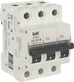 IEK ARMAT Автоматический выключатель M10N 3P B 16А AR-M10N-3-B016 - фото 82708