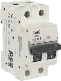 IEK ARMAT Автоматический выключатель M06N 2P D 8А AR-M06N-2-D008 - фото 83070