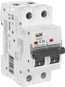 IEK ARMAT Автоматический выключатель M10N 2P K 25А AR-M10N-2-K025 - фото 83309