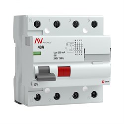 EKF Averes DV  УЗО 4P 40А/300мА (A) электромеханическое rccb-4-40-300-a-av - фото 83851