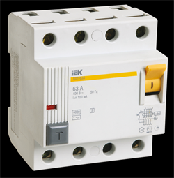 IEK KARAT Выключатель дифференциальный ВД1-63S 4Р 40А 100мА MDV12-4-040-100 - фото 84037