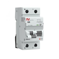 EKF Averes DVA-6 Диф. Автомат (C)  1P+N 25А/30мА тип А 6кА rcbo6-1pn-25C-30-a-av - фото 84919