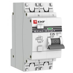 EKF PROxima АД-32 Диф. Автомат (C)  1P+N 25А/10мА тип А 4,5кА DA32-25-10-a-pro - фото 84999