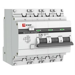EKF PROxima АД-32 Диф. Автомат (C)  3P+N 25А/10мА тип А 4,5кА DA32-25-10-4P-a-pro - фото 85117