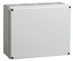 IEK Коробка КМ41272 распаячная для о/п 240х195х90 мм IP55 (RAL7035, кабельные вводы 5 шт) UKO10-240-195-090-K41-55 - фото 86370