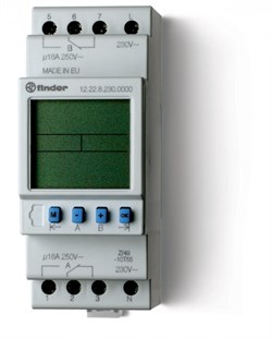 Finder Реле времени цифровое недельное; монтаж на рейку 35мм; 2СO 16A; питание 24В АC/DC; ширина 35.8мм; степень защиты IP20 122200240000 - фото 87594