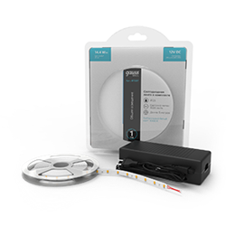 Gauss  Лента Basic в комплекте LED 2835/240 12V 14,4W/m 1600lm/m 4000K 10mm IP20 5m 1/50 BT087 - фото 88227