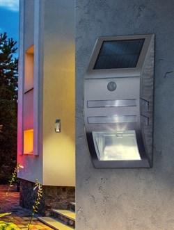 ЭРА ERFS012-26 Фасадный светильник Хром, на солнечной батарее, 3LED, 50lm Б0044252 - фото 88455