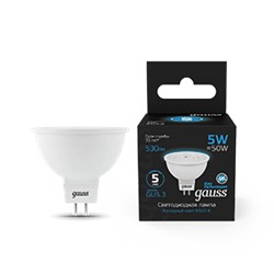 Gauss Лампа MR16 5W 530lm 6500K GU5.3 LED 101505305 - фото 89416