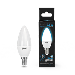 Gauss Лампа Свеча 9.5W 950lm 6500К E14 LED 1/10/100 103101310 - фото 89714