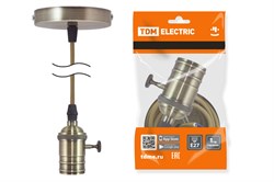 TDM Патрон Е27 с выключателем с подвесом 1 м, металлический "Лофт", бронза SQ0335-0074 - фото 90066