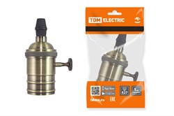 TDM Патрон подвесной Е27 с выключателем, металлический "Лофт", бронза SQ0335-0068 - фото 90071