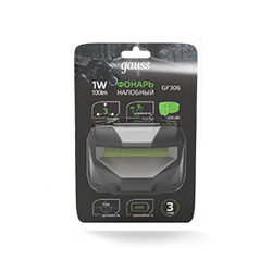 Gauss Фонарь налобный модель GFL306 1W 100lm 3xAAА LED 1/12/60 GF306 - фото 90356