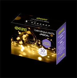 ФАZA Гирлянда DC-G03-50Y, 50 желт. microLED, 5.1 м., 8 реж., 3xAA .5047853 - фото 90524