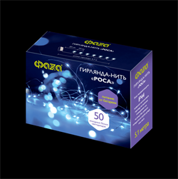 ФАZA Гирлянда DC-G03-50W, 50 бел. microLED, 5.1 м., 8 реж., 3xAA .5047891 - фото 90533