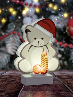 ЭРА EGNDS-07 Новогодний декоративный светильник Мишка, холодный белый LED, h 24 см, 3*АА, IP20 Б0051931 - фото 90572