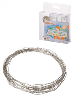 TDM Гирлянда светодиодная "Роса50" 50LED, 5м, 3000К, 3хАА, SQ0361-0052 - фото 90640