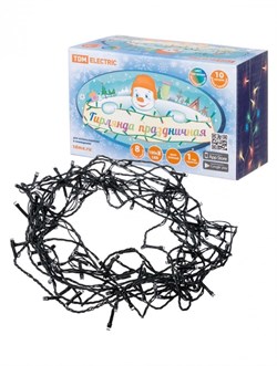 TDM Гирлянда светодиодная СГ100MЗ10, многоцвет., зеленый шнур, 10м, 8 режимов, 250 В, SQ0361-0041 - фото 90663