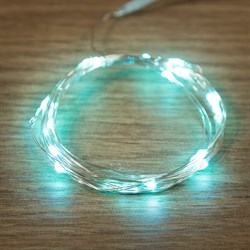 NEON-NIGHT Гирлянда "Роса", 2 м, 20 диодов, цвет бирюзовый, тонкий батарейный блок 303-004 - фото 90843