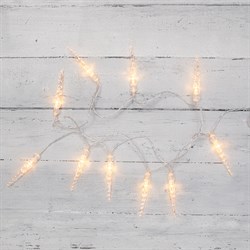 NEON-NIGHT Гирлянда светодиодная «Сосульки» 1.5 м, 10 LED, прозрачный ПВХ, цвет свечения теплый белый, 2 х АА (батарейки не в комплекте) 303-093 - фото 91061