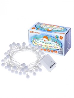 TDM Гирлянда светодиодная "Шарики" 50LED, 5м, 8 режимов, многоцвет., прозр. шнур, 250 В, SQ0361-0046 - фото 91427