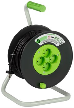 ЭРА Удлинитель силовой GREEN LINE KAT-2x1.5-50m Greenline на катушке пластик 4 розетки без заземления 50м ПВС 2x1.5мм2 Б0065097 - фото 93056