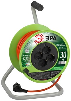 ЭРА Удлинитель силовой RP-4e-3x1.5-30m на пластиковой катушке c заземлением 4 розетки 30м ПВС 3х1,5мм2 Б0056102 - фото 93060