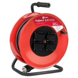 EKF PROxima Удлинитель на катушке "Гефест 2.0" 4 гнезда 50м с заземлением и предохранителем ПВС 3*1,5 16А/3,5кВт IP44 UKA02-16-R315-4-50-IP44 - фото 93067