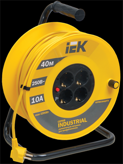 IEK Катушка УК40 с т/з 4 места 2Р+PЕ/40м 3х1,0 мм2 "Industrial" WKP14-10-04-40 - фото 93095