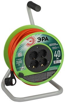 ЭРА Удлинитель силовой RP-4e-3x1.5-40m на пластиковой катушке c заземлением 4 розетки 40м ПВС 3х1,5мм2 Б0056103 - фото 93135
