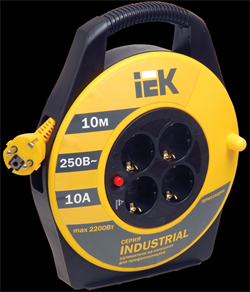 IEK Катушка УК10 с т/з 4 места 2Р+PЕ/10м 3х1,0 мм2 Industrial WKP14-10-04-10 - фото 93144