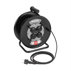 Удлинитель силовой КГ на катушке 4 гнезда, с/з, 40м, 3х1,5мм², IP44 c защитными крышками, металлическая катушка REXANT 13-5012 - фото 93155