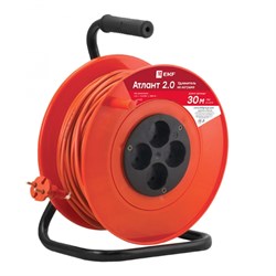 EKF PROxima Удлинитель на катушке "Атлант 2.0" 4 гнезда 30м без заземления ПВС 2*0,75 6А/1,3кВт UKA02-06-275-4-30 - фото 93158
