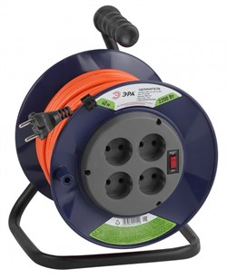 ЭРА RPx-4s-2x1.0-40m Удлинитель силовой на пластиковой катушке б/з 4 гн 40м ПВС 2х1 Б0043051 - фото 93186