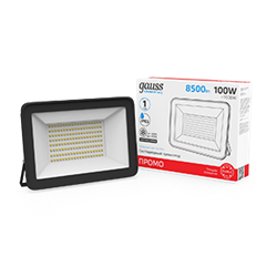 Gauss Elementary Прожектор светодиодный 100W 8500lm IP65 6500К ПРОМО G2 черный 1/16 613100100P - фото 93812