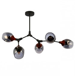 Evoluce SLE113402-05 светильник потолочный серый, тёмное дерево/Зеркальный E27 5*60W SLE113402-05 - фото 94524