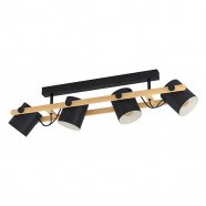 Eglo 43558 Светильник потолочный HORNWOOD, 4Х28W, E27, L1000, B190, H275, сталь/дерево, черный/коричневый 43558 - фото 96290