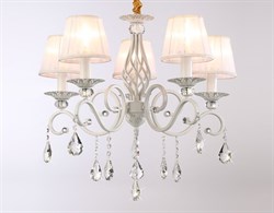 Ambrella Подвесная люстра с абажурами и хрусталем TR4547/5 WH/SL белый/серебро E14/5 max 40W D565*500 TR4547 - фото 98167