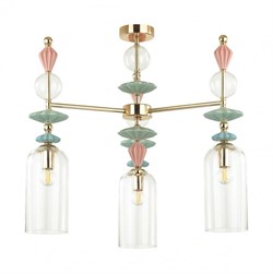 Odeon Light 4855/3C CLASSIC ODL_EX21 золото/раноцветн./керамика/стекло Люстра потолочная E14 3*40W BIZET 4855/3C - фото 98883