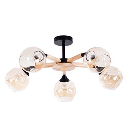 Arte Lamp A4370PL-5BR BRANSON Люстра металл черный/дерево/янтарное стекло A4370PL-5BR - фото 99792