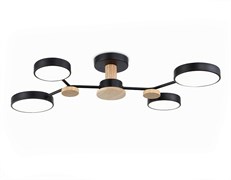 Ambrella Светильник светодиодный подвесной FL4860/4 BK/WD черный/дерево 60W 3000-6000K 700*400*120 (без ПДУ) FL4860