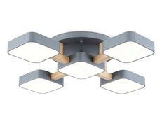 Ambrella Светильник светодиодный подвесной FL4882/5 GR/WD серый/дерево 90W 3000-6000K 675*675*110 (без ПДУ) FL4882